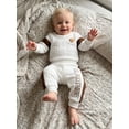 thumbnail image 4 of BemeyourBBs Baby Boy Little Brother Daddy's Mini Outfit Baby Boys Spring Fall Winter Clothes Bear Embroidered Long Sleeve Romper and Side Striped Pants 2 Piece Set, 4 of 9