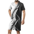 thumbnail image 2 of Qiopertar Clearance under $5 Men Casual Turndown Button Turndown Print Short Sleeve Blouse And Pants Set On Clearance Early Access Deals, 2 of 5