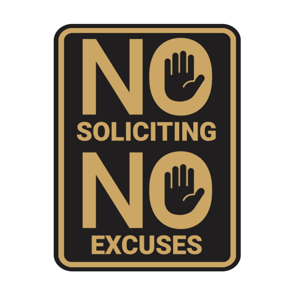 Small 4x6" Portrait Round please no soliciting Sign with Adhesive Tape Black 