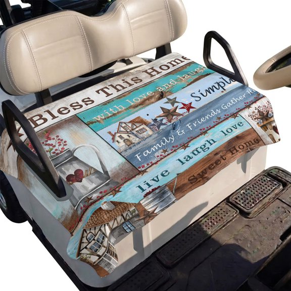 Golf Cart Seat Cover Western Texas Star Wood Club Car Golf Cart Seat Covers Soft Absorbent Golfcart Towel Blanket Farm Bless This Home Golf Seat Covers for Cart Decor Fits 2 & 4 Passenger 51"x31"