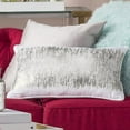 thumbnail image 2 of Fennco Styles Agatha Collection Glamorous Metallic Banded 100% Cotton 12 x 20 Inch Throw Pillow with Case & Insert â€“ Silver Lumbar Pillow for Couch, Bedroom and Living Room DÃ©cor, 2 of 2