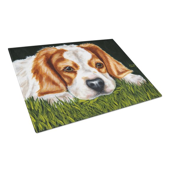 Caroline's Treasures AMB1395LCB Cavalier Spaniel in the Grass Glass Cutting Board Large, 12H x 16W, multicolor