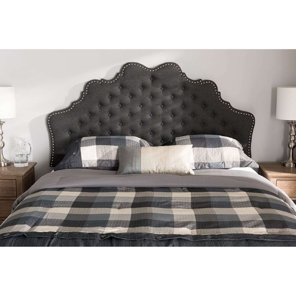 Baxton Studio Hilda Modern and Contemporary Dark Grey Fabric Queen Size Headboard,Wholesale Interiors
