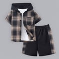 thumbnail image 2 of Wamejoo Boys Outfit Sets 2Pcs Flannel Plaid Shirt and Pants Set Hoodie Suit for Summer Kids Clothes, 2 of 9