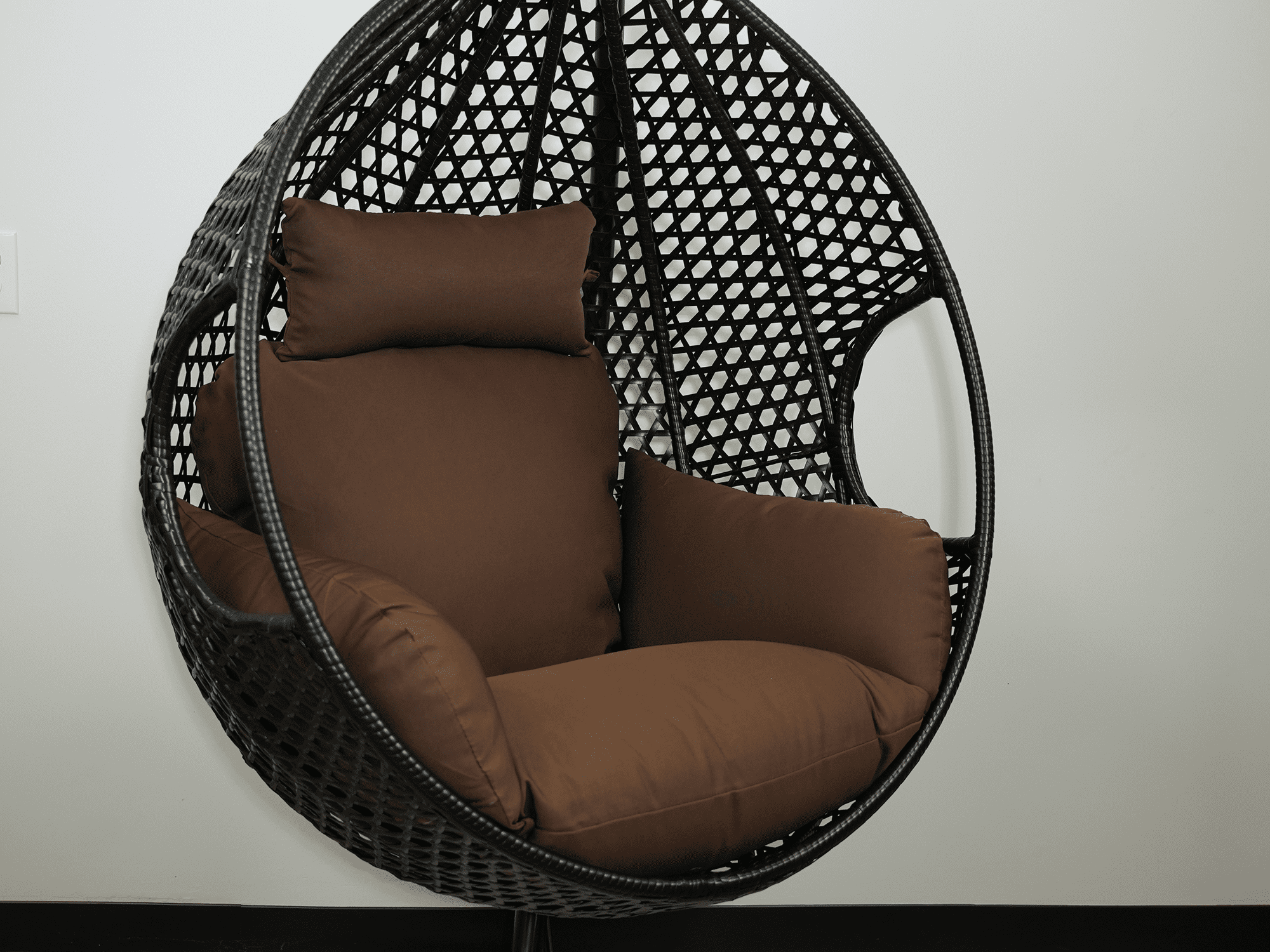 SK CHUMRA Egg Chair Cushion Hanging Basket Chair Pads Wicker Rattan Hanging Seat Cushion Nonslip Soft Headrest & Armrest Outdoor Porch Backyard UV Resistant Patio Hammock Swing Cushions (Dark Coffee)