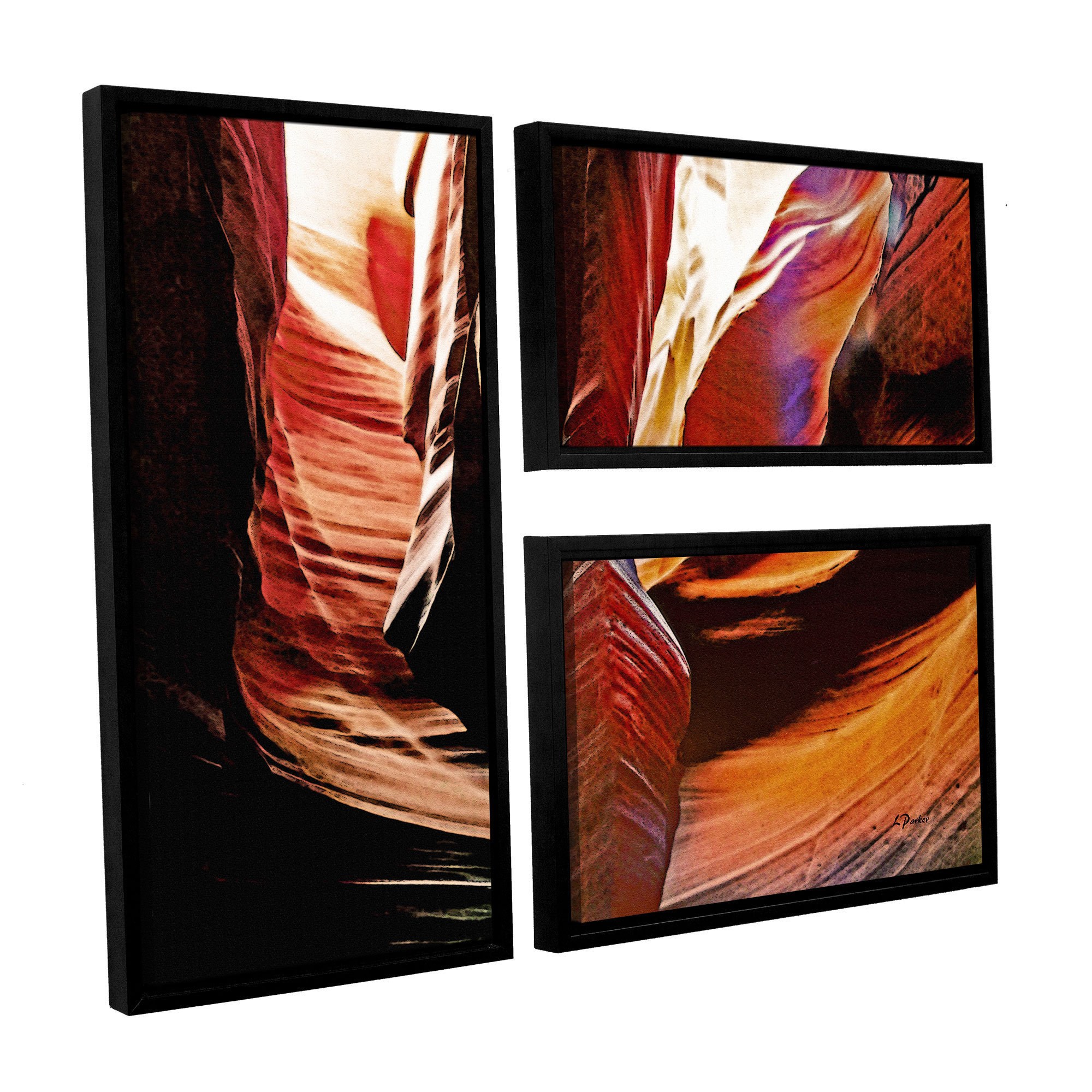 ArtWall Linda Parker "Slot Canyon Light From Above 4" 3-Piece Floater-framed Canvas Flag Set