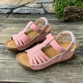 thumbnail image 6 of Womens Wedge Sandals Dressy Summer Beach Bohemia Sandals Elastic Ankle Strap Causal Comfortable Closed Toe Dress Shoes Pink Women Sandal, 6 of 9