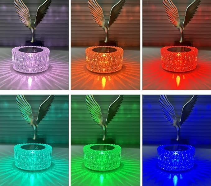 WE Crystal Diamond Rose Table Lamp, Remote and Touch Control Nightstand Lamps, 16-ColorLED Night Light, Bedside Lamps (E)