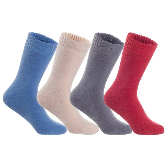 Lian LifeStyle Fantastic Children's 4 Pairs Wool Crew Socks Super Comfortable, Soft, and Durable LK0601 Size 6Y-8Y Assorted