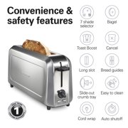 Hamilton Beach 2-Slice Bread and Bagel Toaster with Long Slots and Removable Crumb Tray, Stainless Steel