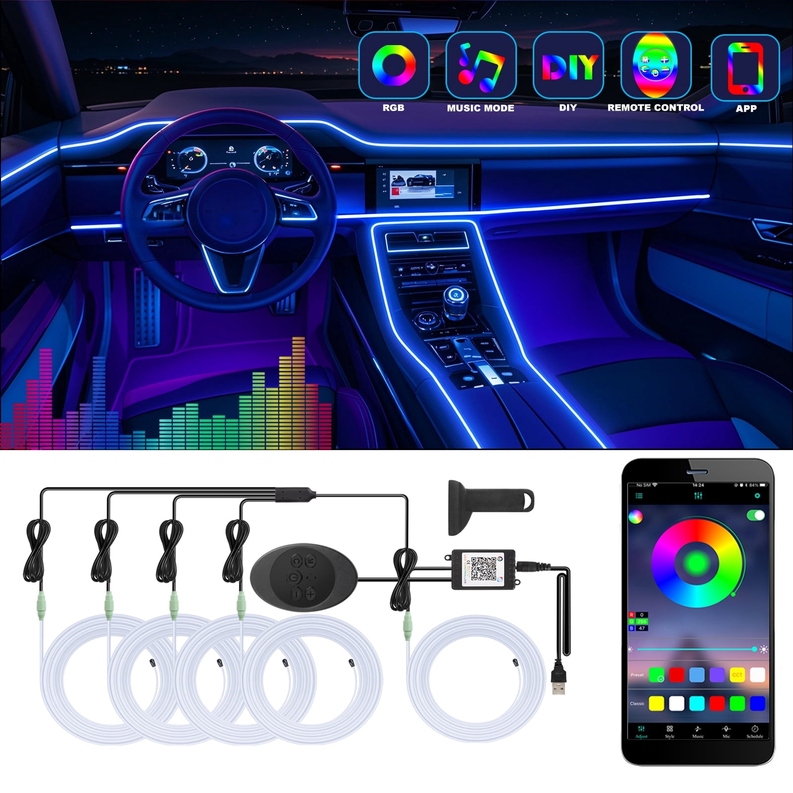 Cave Interior Ambient Atmosphere Light, 6th Gen with K3 LED Strips, 2 Zone Car Fancy Lights Price in India - Buy Cave Interior Ambient Atmosphere Light, 6th Gen with K3 LED Strips
