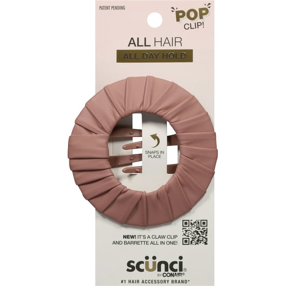 Scunci Pop It Claw Clip and Barrette, Dusty Rose, 1 Count