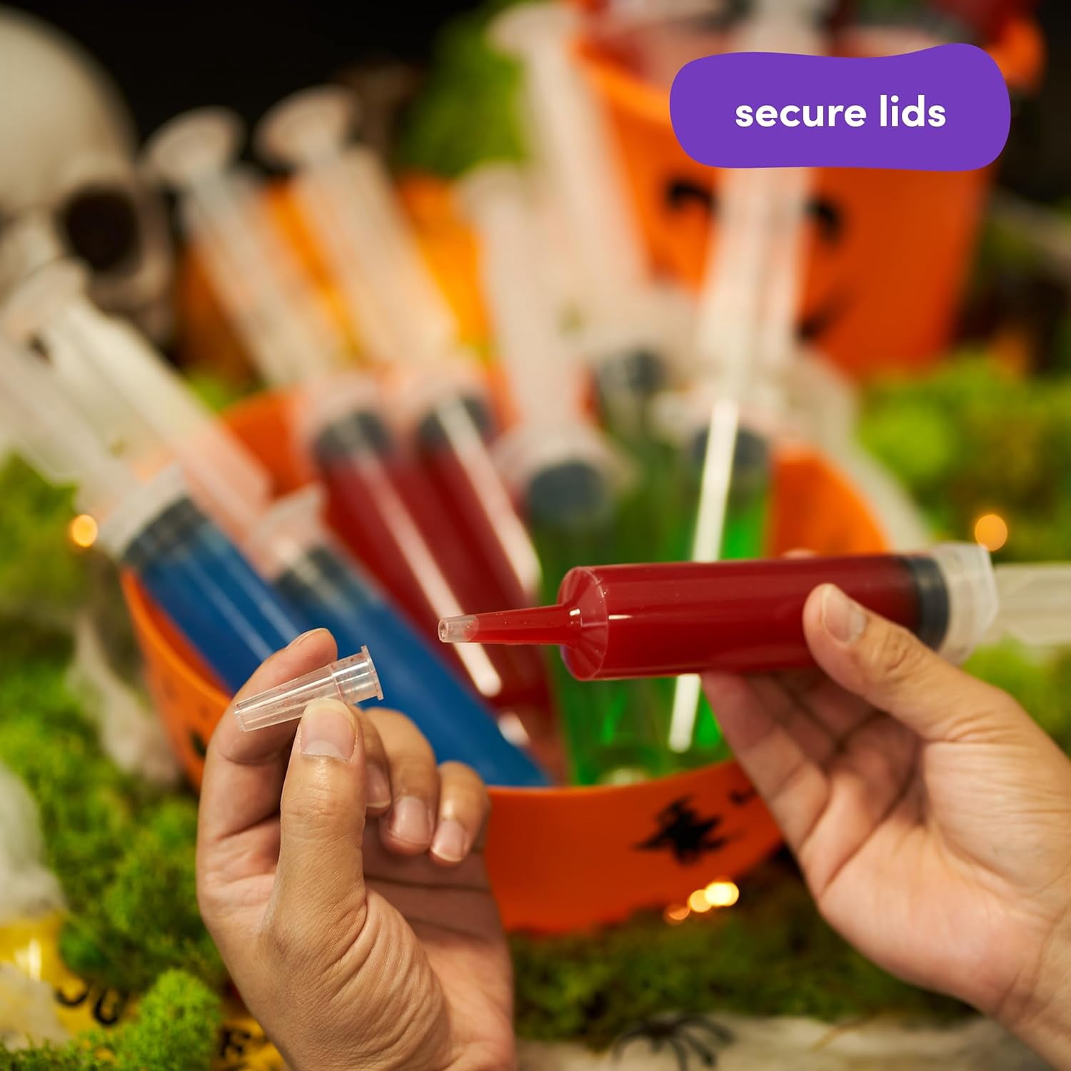 The Twiddlers 50 Pack Jumbo Jello Shot Syringes with Caps/Lids (2oz) for Party, BPA Free, Reusable
