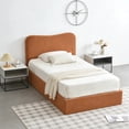thumbnail image 5 of Twin Size Bed Frame with Lift Up Storage, Boucle Upholstered Platform Bed with Curved Headboard, No Box Spring Needed, Hydraulic Storage, Brown, 5 of 6