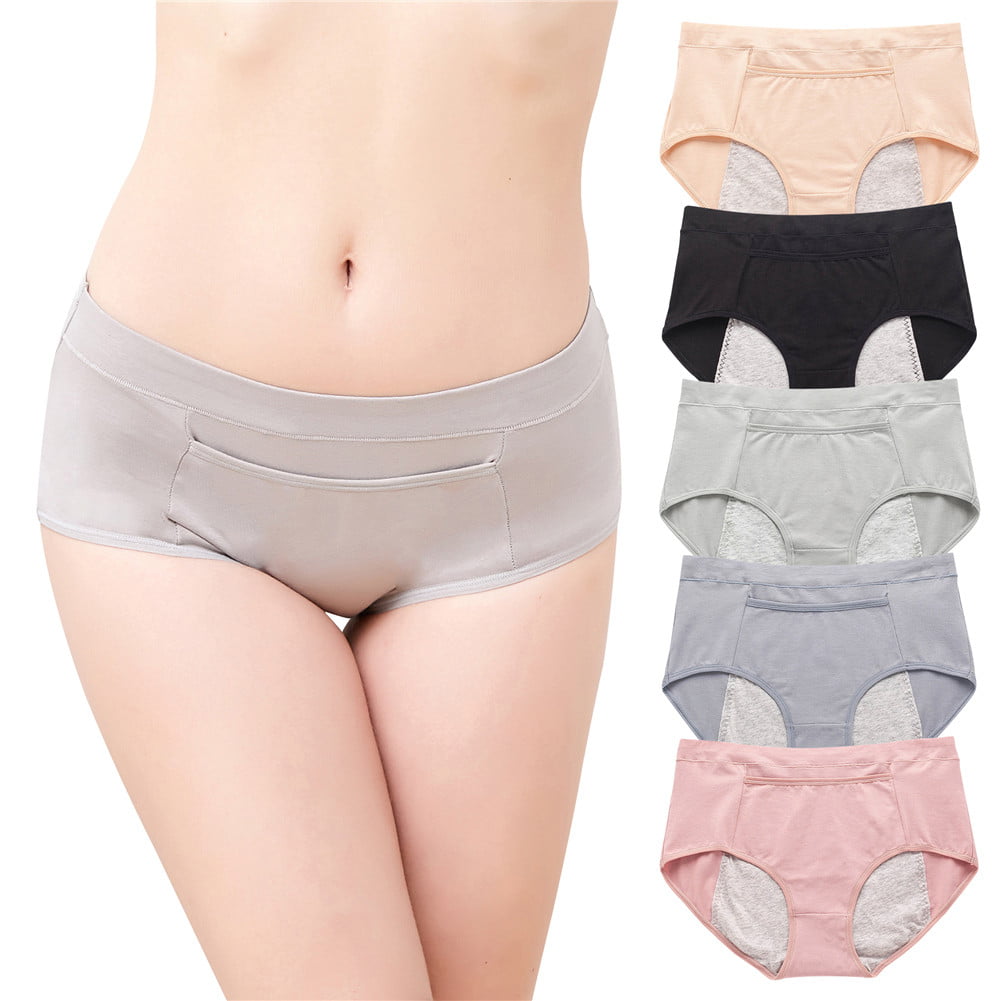 ZOELNIC 5Pcs Women's Solid Color High Waist Cotton Panties Briefs
