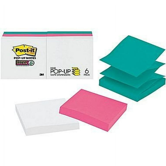 Post-it® Pop-up Notes, 3" x 3", Assorted Colors, 6 Pads/Pack (R330-6SSWPG)