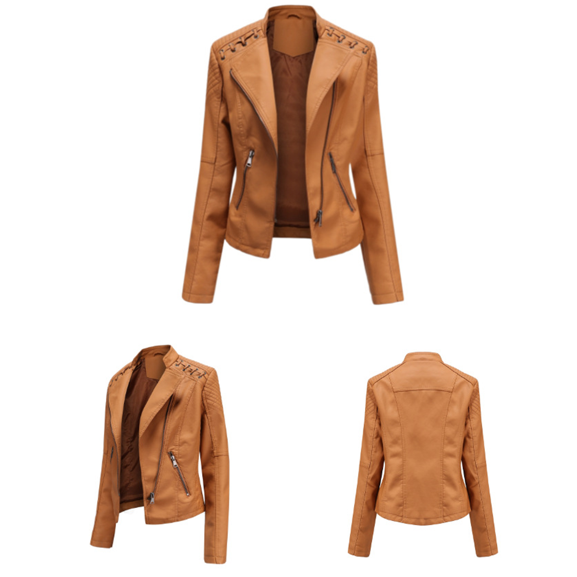 camel colored leather jacket womens