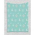 thumbnail image 1 of Anchor Tapestry, Nautical Arrangement with Seagull Helm and Lifebuoy Sailing Doodle, Wall Hanging for Bedroom Living Room Dorm Decor, 40W X 60L Inches, Seafoam Salmon and White, by Ambesonne, 1 of 2