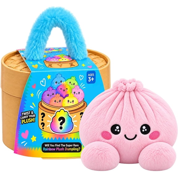 Plush Squishy T'o'y Dumpling with Steamer Carrier | Cute Steamer Dumpling Plush T'o'y with Carry Handle, Mystery Rainbow Squeeze Stuffed