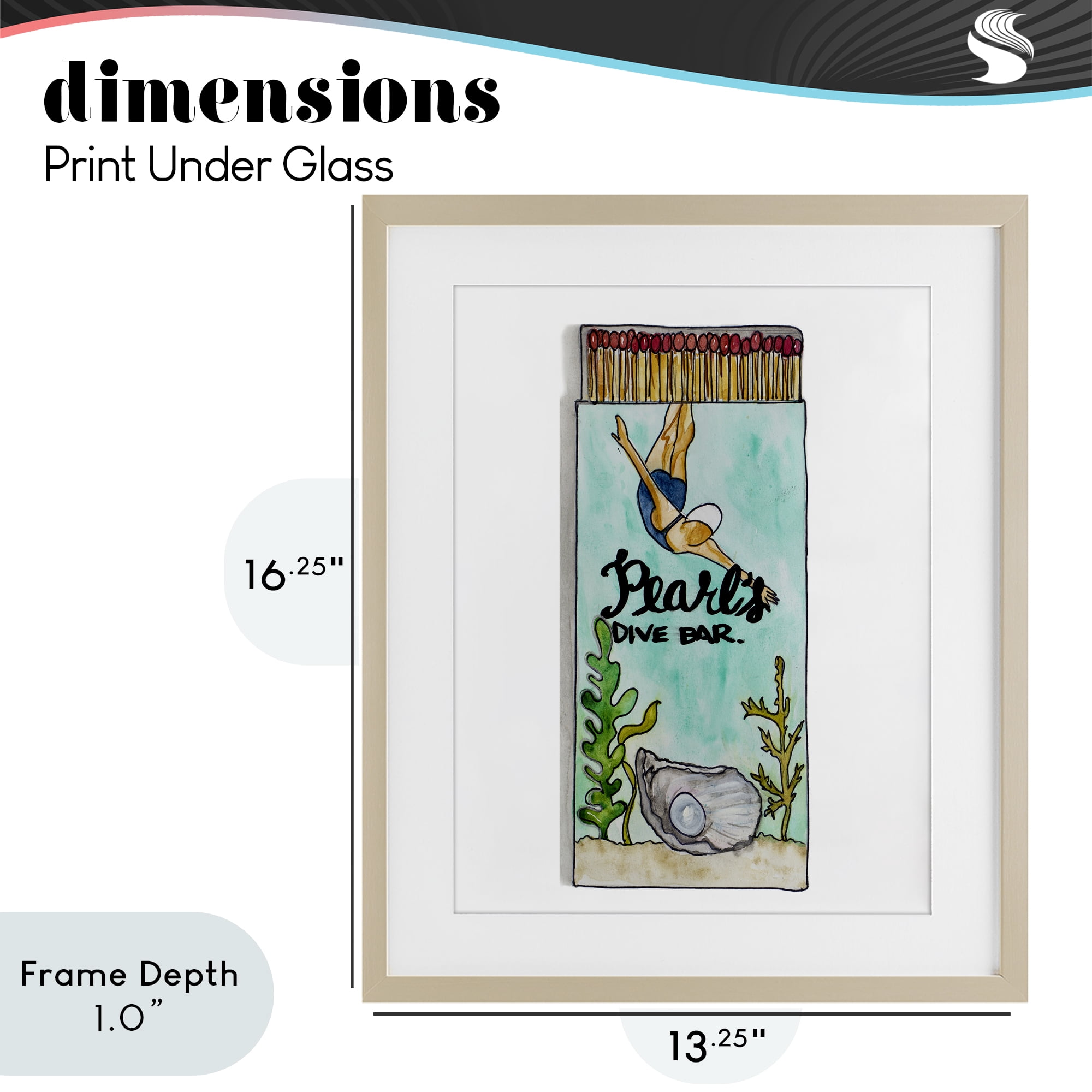 Stupell Industries Pearl Dive Matchbook Birch Framed Print Under Glass, design by Nola James