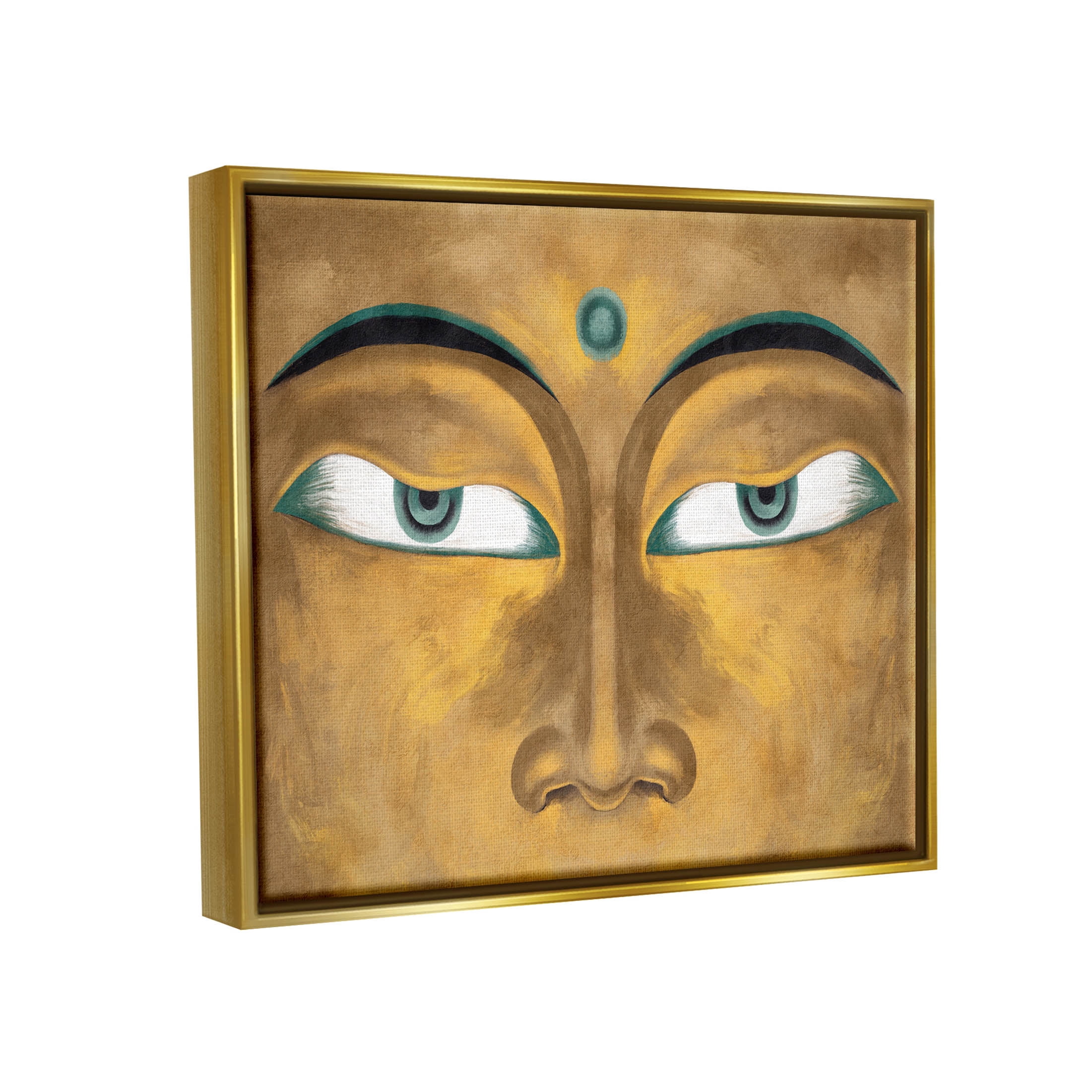 Stupell Industries Indian Bindi Close Up Portrait Graphic Art Metallic Gold Floating Framed Canvas Print Wall Art, Design by Lil' Rue