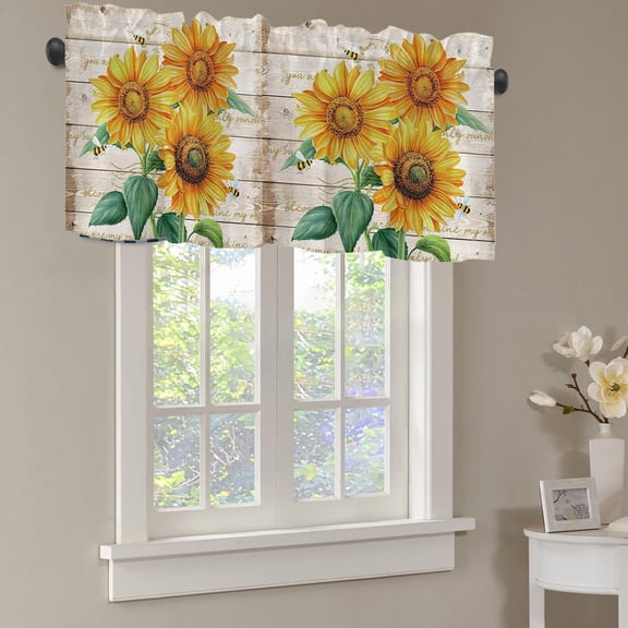 Upgraded Sunflower Window Valance Cottage Layout Curtain Decoration Curtain Rod Pocket Valance For Kitchen/Living Room 18 X 54 In A