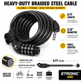 thumbnail image 4 of ETRONIC M6 2-Pack Bike Cable Lock, 6 ft Resettable Combination Bicycle Lock with Mounting Bracket, Black, 4 of 14