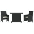 thumbnail image 2 of vidaXL 3 Piece Bistro Set with Cushions Black Poly Rattan, 2 of 6