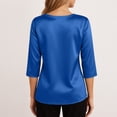 thumbnail image 5 of Bmisegm 3/4 Sleeve Tops For Women V Neck T Shirt Casual Blouse Daily Wear Tops Womens Tops Blue_002 XL, 5 of 7