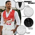 thumbnail image 6 of Yuyamidu Cute Reindeer Men's Suit Vest Santa Claus Slim Fit Formal Dress Waistcoat Red Christmas Casual Business Vests for Suit or Tuxedo with Adjustable Back Strap, Size 3XL, 6 of 7