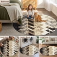 thumbnail image 5 of Round Area Rug 5ft, Vintage Boho Zigzag Weave Non-Slip Non-Shedding Floor Mat, Southwest Ethnic Geometric Art Washable Sturdy Carpet for Living Room Bedroom Home Decor, 5 of 9