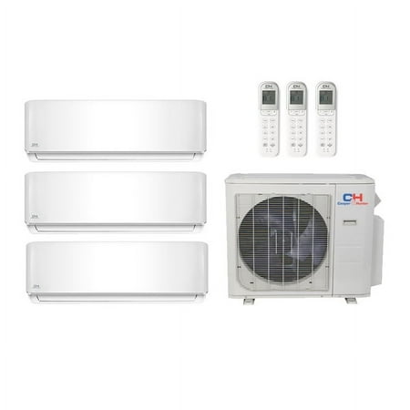 Cooper & Hunter 36,000 Btu 22 Seer 3-Zone Ductless Mini Split Heat Pump System - 12k-12k-12k - CH28MSPH230VO - (3) CH-12MSPHWM-230VI