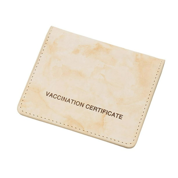 Protector de Tarjetas de vacunación Sunnimix Cartera de cuero Delgada para Documentos amarillos