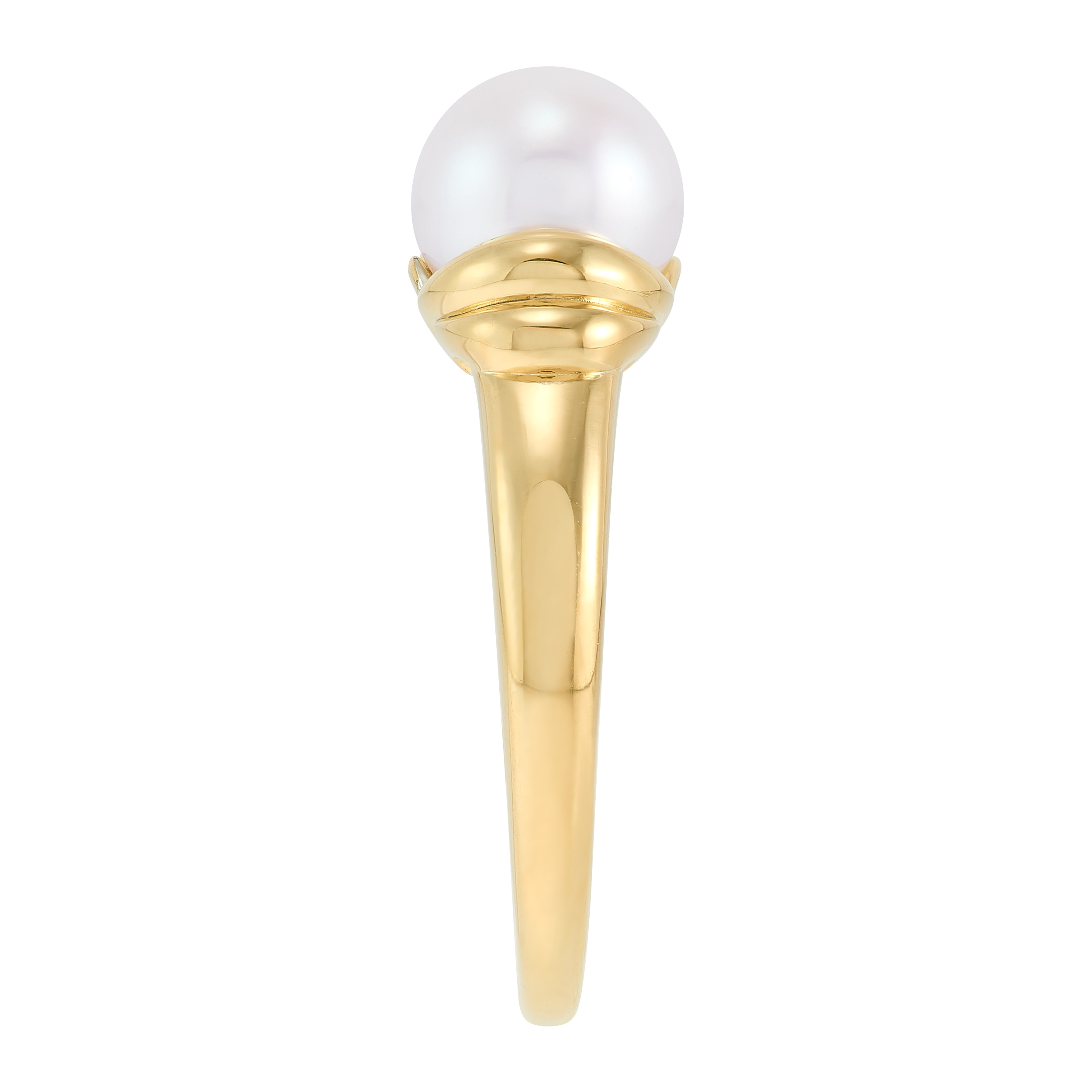 Brilliance Fine Jewelry Round White Freshwater Pearl Ring in Sterling Silver and 14KT Gold Plate