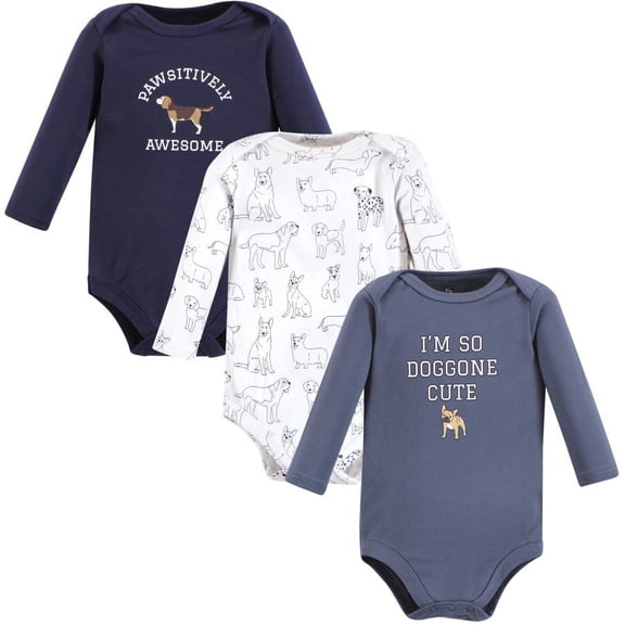 Hudson Baby Cotton Long-Sleeve Bodysuits, 3- Pack, Newborn- 24 Months