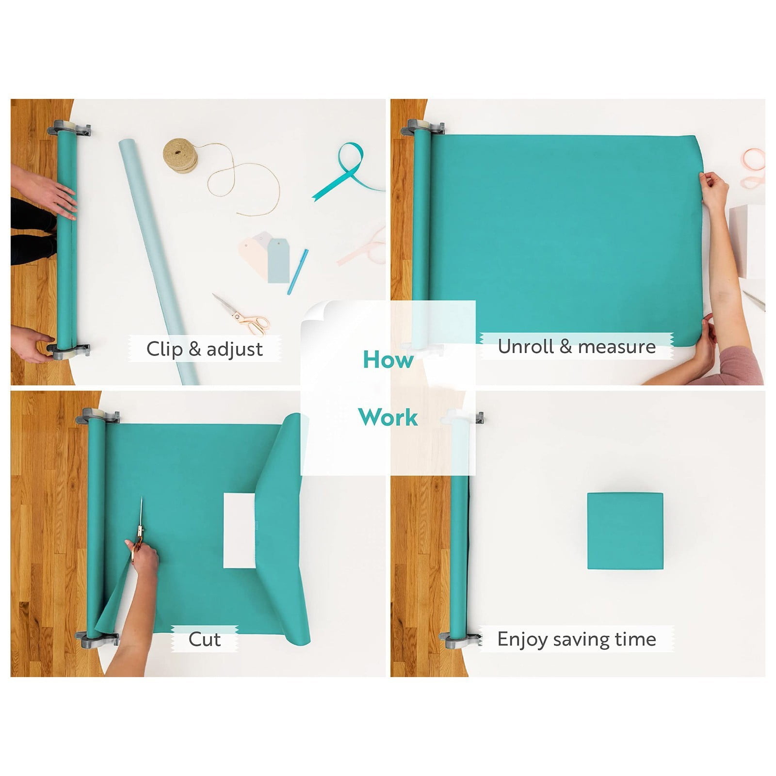 Pinces De Table Pour Emballage Cadeau – Lot De 2 Avec Distributeur De Ruban Adhésif, ABS Rouge, Pour Noël, Anniversaire, Facile à Fixer