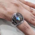 thumbnail image 3 of Labradorite Mans Ring, Natural Blue Fire Labradorite, Unisex Ring, Silver Jewelry, 925 Silver Ring, Birthday Gift, Heavy Men Ring, Arabic Design, Ottoman Style Ring, Christmas, Turkey Mens Signet Ring, 3 of 6