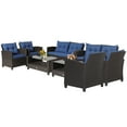 thumbnail image 3 of Costway 8 PCS Patio Rattan Furniture Set Glass Table Shelf Sofa Cushion Navy, 3 of 9