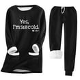 thumbnail image 1 of Gibobby Conjunto de sudadera informal para mujer informal de terciopelo para mujer, sudadera de manga larga con estampado de letras, pantalones con bolsillo, (Negro,CH), 1 of 2