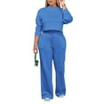 thumbnail image 6 of THDHVS Workout Sets for Women,Plus Size Fashion,Two Piece Sets for Women Fall Outfits Lounge Sets Mock Neck Tops Wide Leg Pants Vacation Travel Airport Outfits Blue M, 6 of 8