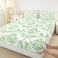 thumbnail image 3 of Homewish Women Fashion Damask Queen Sheet Sets, Western Bohemian Style Flat Sheet, Green Mandala Floral Queen Fitted Sheet, Breathable Home Decor, 4pcs, 3 of 7