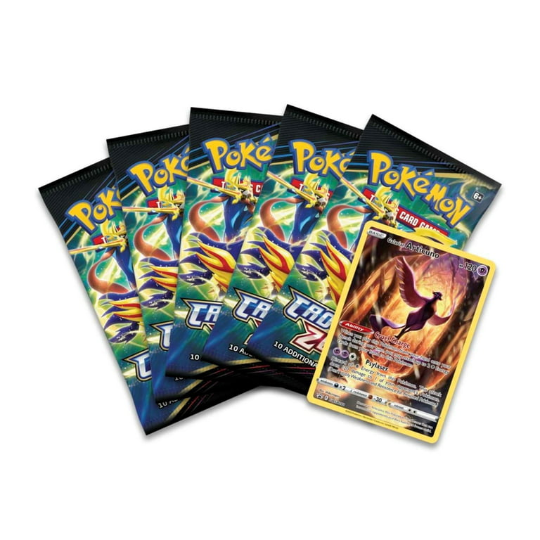  Pokemon TCG: Crown Zenith Tin – Galarian Moltres (1 Foil Card &  5 Booster Packs) : Toys & Games