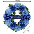thumbnail image 3 of Mainstays 17in Outdoor Artificial Peony Wreath, Blue Color. Polyester., 3 of 8