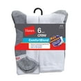 thumbnail image 1 of Hanes Mens ComfortBlend 6-Pack Max Cushion Crew Sock, 6-12, White, 1 of 2