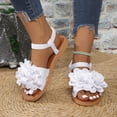 thumbnail image 2 of Rokment Women's 3D Lace Flower Flat Dress Sandals Boho Beach Summer Fashion Casual Low Heels Elastic Strap Slingback Walking Sandals for Comfortable Vacation White Size 6.5, 2 of 7