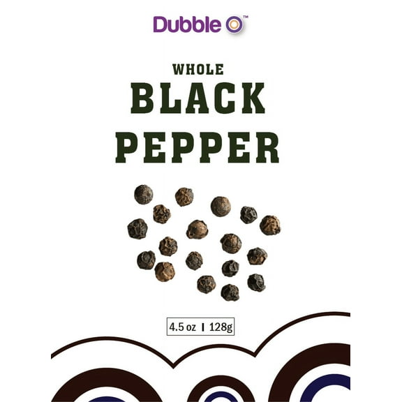 Whole Black Peppercorns for Grinder - 4.5 oz. ⦾ Non GMO, Kosher, Halal, and Gluten Free ⦾ Dubble O Brand