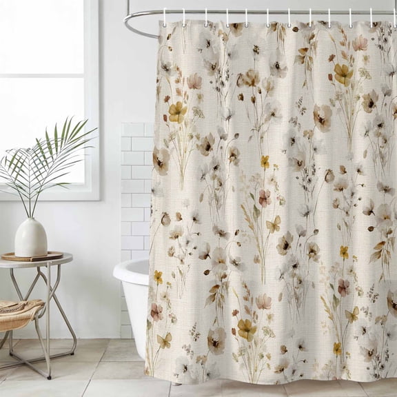 Vintage Spring Floral Small Stall Shower Curtain, Waterproof Shower Curtains for Bathroom, Summer Botanical Rustic Washable Fabric Cloth Bath Curtain for Bathtub Decoration with Hooks 36x72 Inches