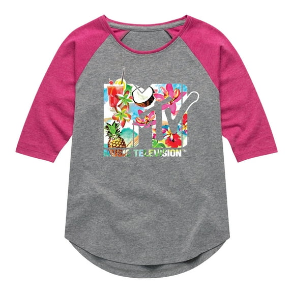 MTV - Pineapple Party - Toddler & Youth Girls Raglan Graphic T-Shirt