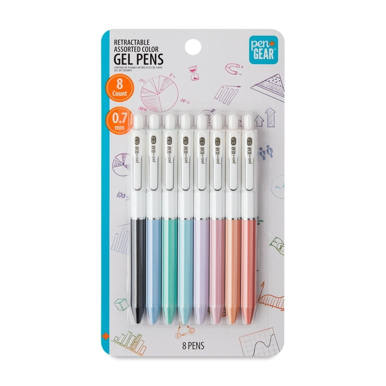 Pen+Gear Retractable Gel Pens, Medium 0.7mm, Assorted, 8 Count photo 1