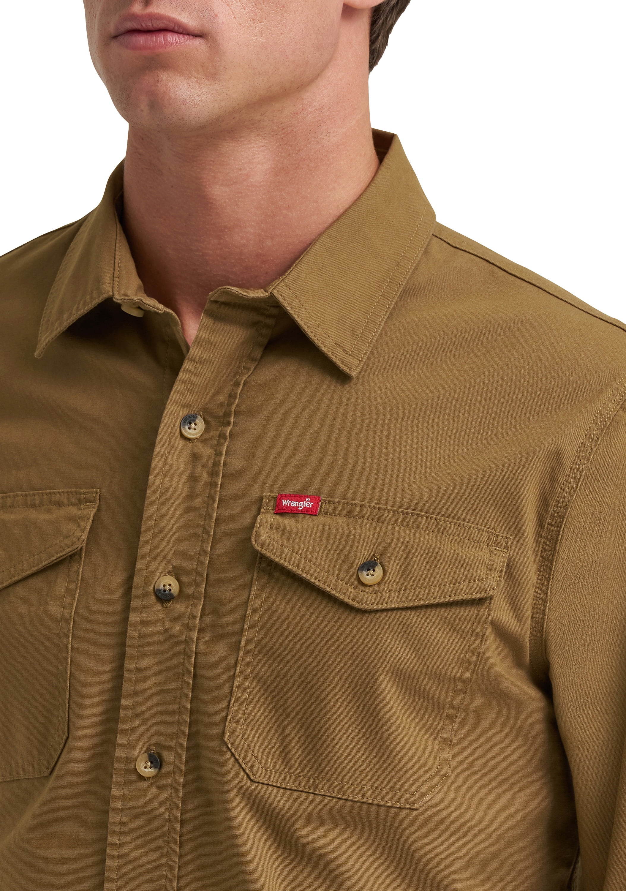 Wrangler® Mens Long Sleeve Heritage Solid Shirt